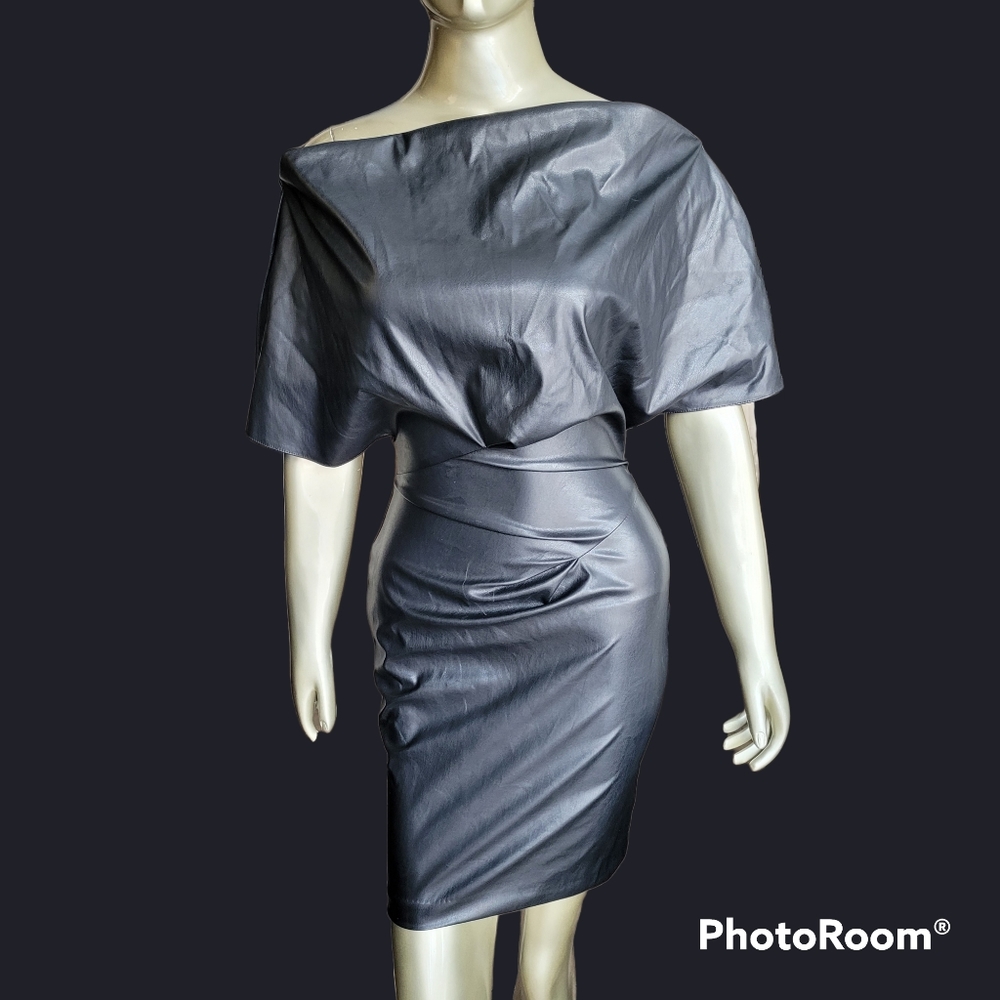 Size 2 : ASOS Slate Gray Off-Shoulder Draped Bodycon Dress